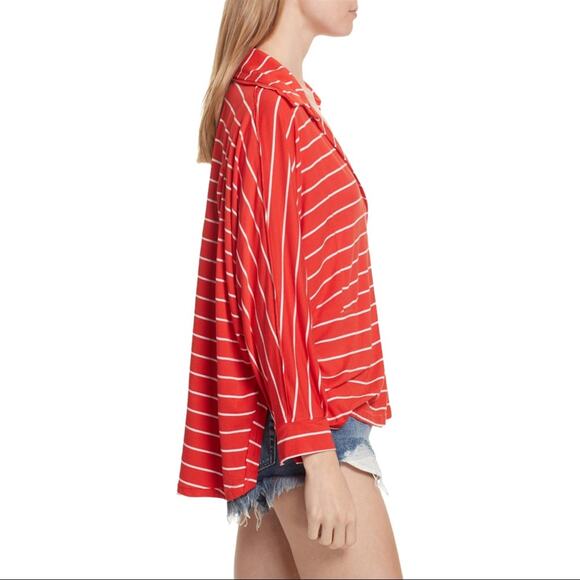 Free People We the Free Can't Fool Me Striped Tee - Red - XS - Picture 6 of 10